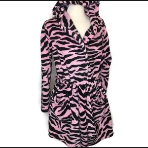 Plush pink tiger print robe